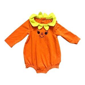 Baby Girls Cat & Jack Puffy Jack o’ Lantern Pumpkin Bodysuit Costume Sz Newborn